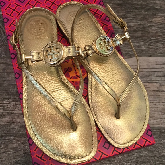 🚫SOLD🚫Metallic, Tory Burch Ali Sandals - Picture 2 of 7